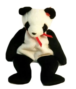 Beanie Babies Fortune the Panda Bear Peluche Imbottito Fagioli Nero Bianco Ritirato - Foto 1 di 4