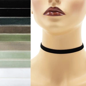 Black+ Velvet Choker 3/8 inch (9 - 10 mm) wide custom adjustable ribbon necklace - Picture 1 of 13