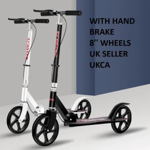 Folding Kick Scooter 2 Big Wheels Teens Adult Ride On WITH HAND Brake UKCA NEW - Picture 1 of 6