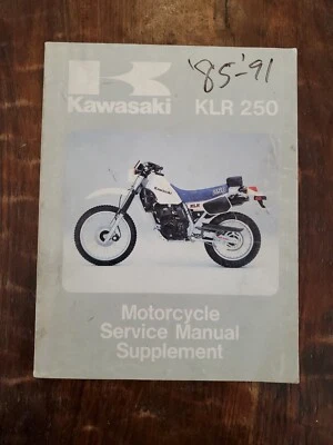 85 86 87 88 89 90 91 KAWASAKI KLR 250 MANUAL DE SERVICIO SUPLEMENTO OEM Foto 1 de 4