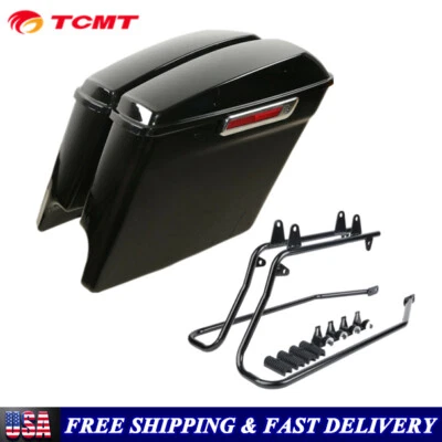 5" Stretched Saddlebags&Conversion Brackets Fit For Harley Softail Fatboy 84-17 - Image 1 of 4