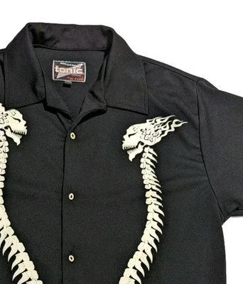Tonic Clothing Skeletal Spine Design Men's large Button Front Camp Lounge Shirt  - Image 1 of 4