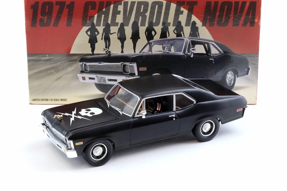Chevrolet Nova 1971 Nero opaco morte Proof Modellino Auto 1 18 GMP