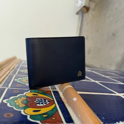 Dunhill Belgrave Navy Yellow Leather Bi Fold Wallet With Coin Pouch L2T732N EUC - Image 1 of 4