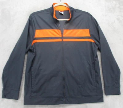 Jaqueta Starter Masculina XL Cinza Laranja Zíper Completo Pista Atlética Poliéster Top - Imagem 1 de 4
