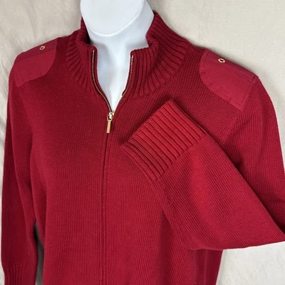VTG Lauren Ralph Lauren Cardigan Womens 2X Sweater Gold Zipper Knit Shoulder - Image 1 of 4