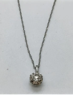 Platinum Solitaire Pendant Necklace 100% Natural Diamond 0.7ct Platinum - Image 1 of 4