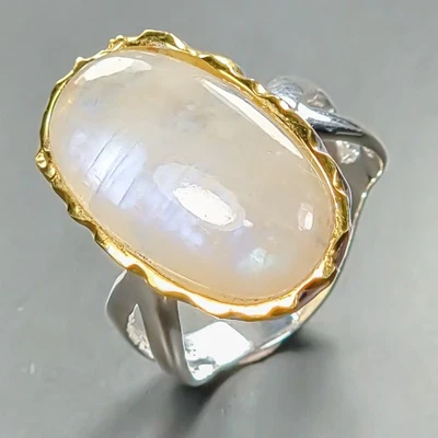 Кольцо из чистого серебра 925 пробы с натуральным лунным камнем 17 карат размер 8/R445121 - Изображение 1 из 4