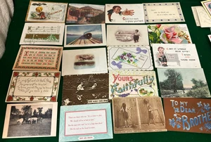 Antique Postcards with Memos and Postage Stamps 1909 through 1914 Lot of 20 - Picture 1 of 14