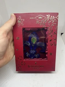 Waterford Crystal 2014 Fleur De Lys Christmas Ornament Cobalt Blue Made Germany - Picture 1 of 24
