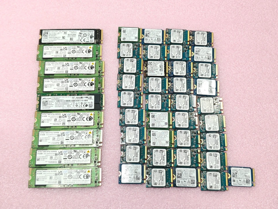 Lot of (46) Mixed Brand 256GB/512GB NVMe Solid State Drives - Image 1 of 1