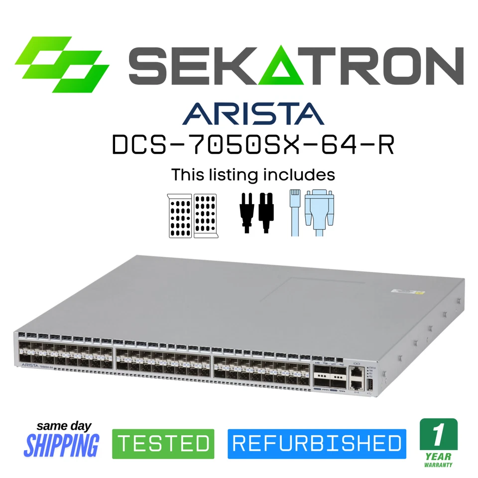 Arista DCS-7050SX-64-R 48 Port 10G SFP+ Switch w/ 4x40G QSFP+ Uplinks⚡Fast Ship - Image 1 of 2