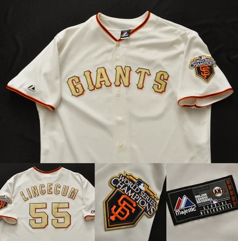 TIM LINCECUM GIANTS RING GOLD 2010 WORLD SERIES MAJESTIC JERSEY CREAM 2XL MEN Cover