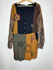 Staley Gretzinger Tunic Top Womens One Size Patchwork Art To Wear Lagenlook - Picture 1 of 13