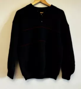 AKLANDA Mens Knit Jumper Size M 100% Wool Ugly Pullover Button Thick Grey Faults - Picture 1 of 13