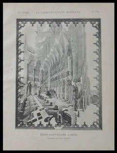 REIMS, EGLISE SAINTE NICAISE - 1894- PLANCHE ARCHITECTURE - LEPAGE - Picture 1 of 1