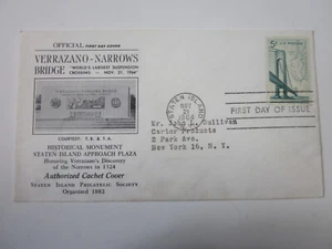 US COVER 1964 VERRAZANO BRIDGE  FDC SCOTT 1258 STATEN ISLAND PHILATELIC CACHET - Picture 1 of 3