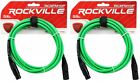 2 Rockville RCXFM10P-G Green 10' Female to Male REAN XLR Mic Cable 100% Copper