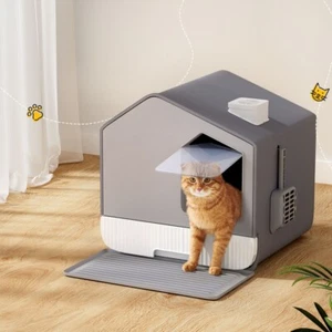 i.Pet Large Enclosed Odour Free Cat Kitty Litter Box with Hood, Scoop & Mat - Picture 1 of 7