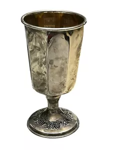 Vintage Karshi Silver Plate Kiddush Footed Cup With Engraved Judaica Interior - Picture 1 of 20