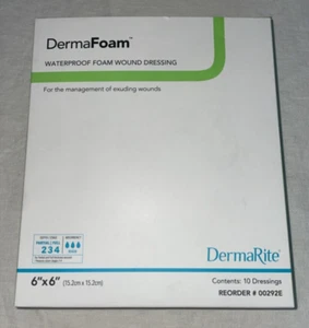 DermaRite DermaFoam #00292E 6”x6” apósitos para heridas de alta absorción impermeables 10p - Imagen 1 de 11