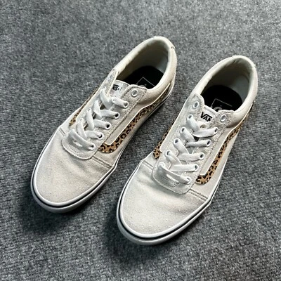 Vans Zapatos Mujer 8.5 Beige Gamuza Con Cordones Leopardo Rayas Tenis Informales 507698 Foto 1 de 4
