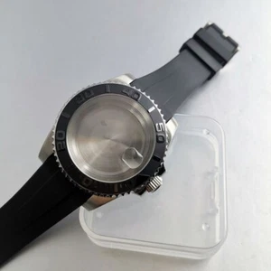 40mm Watch Cacse fit NH35A NH36A Curved End Rubber Band Unidirectional Bezel - Picture 1 of 3