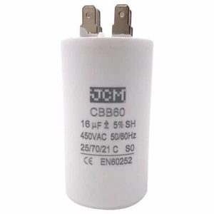 16UF 450VAC Motorlaufkondensator 450V AC CBB60 16 UF rund weiß 50/60HZ Kappe - Bild 1 von 2