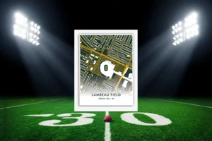 Green Bay Packers Lambeau Field Stadium Mapa de Ubicación NFL Estadio Decoración Artística - Imagen 1 de 5