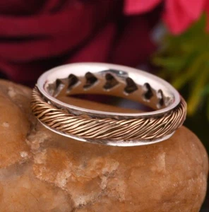 Handmade Spinner Two Tone Ring, Heart Band Meditation Ring, Unisex Ring For Gift - Picture 1 of 9