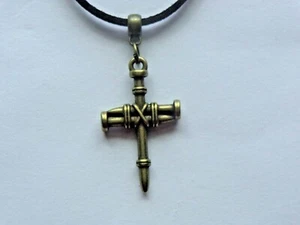NAIL CROSS UNISEX SURFERS ADJUSTABLE RELIGIOUS NECKLACE VEGAN LEATHER SUEDE CORD - Picture 1 of 6