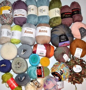 Yarn 32 Piece Lot Mixed Lotus Shibui Cascade Tahki Cashmere Wool Cotton - Picture 1 of 21