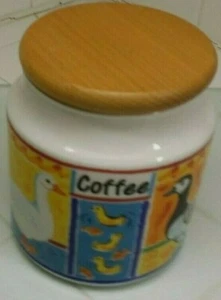 FARMYARD by Jane Brookshaw DUNOON Stoneware COFFEE Storage Jar with Lid - Picture 1 of 4
