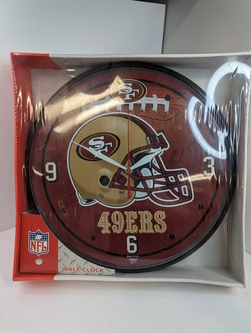 NHL San Francisco 49ers Helmet Logo Clock Face 12" Round Wall Clock Wincraft NEW Cover
