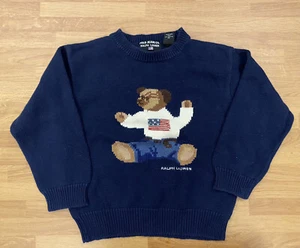 Polo Ralph Lauren Polo Sit Down Bear 1992 Sweater Knit Youth Size 4-5 - Picture 1 of 7