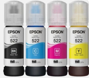 Botellas de tinta Epson 522 para ET-2720 ET-2800 ET-2803 ET-4700 ET-4800 NUEVAS - Imagen 1 de 1