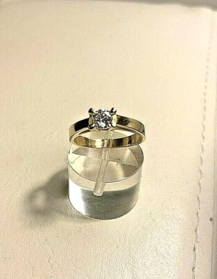 solitaire diamant 0,40 ct or jaune 18 carats, 750, poids 4,60 g, Neuf - Photo 1/4