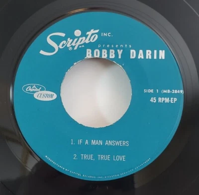 Bobby Darin SCRIPTO INC. PRESENTS (ROCK NO COVER EP 45)  PLAYS VG+ TO VG++ - Image 1 of 4
