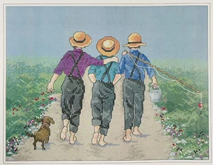 Fishing Buddies Boys Friends Framed Design Connection Counted Cross Stitch Kit - Picture 1 of 3