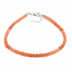 Awesome Quality Natural Peach Moonstone Beaded Bracelet Gemstone ,Faceted Rondel - Picture 1 of 3