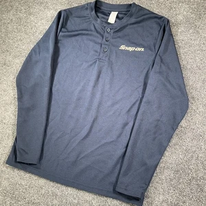 Camisa Herramientas a Presión Hombres M Azul Henley Manga Larga Poli Ligera Malla Mecánica - Imagen 1 de 8