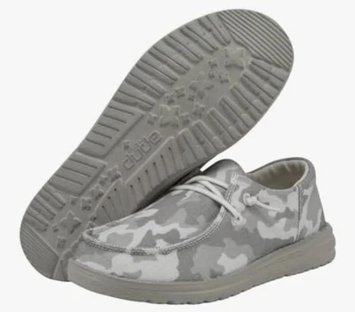 Hey Dude Wendy Funk Cloud Camo Gray Sz 10 Women Slip On Loafers Lace Up Shoes - Image 1 of 4