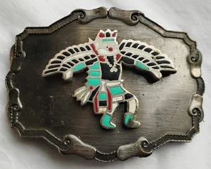 Vintage Men's Belt Buckle, Native American Eagle Dancer, 1970's - Picture 1 of 4