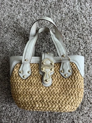 Michael Kors Shoulder Bag Leather and woven Straw Hand Bag Vintage Rare Find  - Image 1 of 4