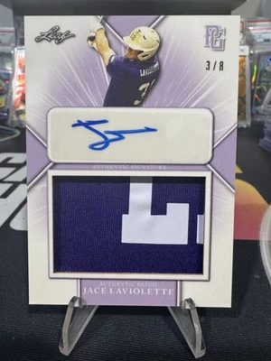 2021 Leaf Perfect Game Jace Laviolette Patch Auto /8 - Image 1 of 2