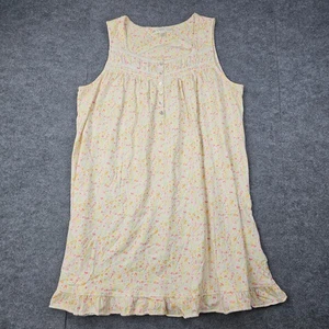 Eileen West Nightgown Womens Large Yellow Ditzy Floral Sleeveless Cotton Cottage - Picture 1 of 7