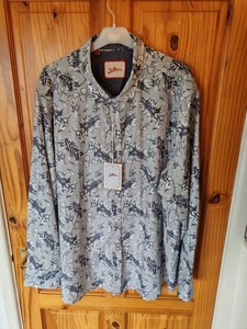 Joe Browns Men's Floral Long Sleeve Shirt Size 2XL Grey Blue Collared BNWT - Picture 1 of 7