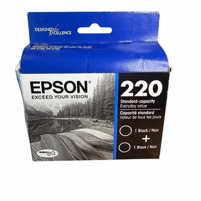 Cartuchos de tinta negros Epson 220 Twin Pack originales paquete de 2 caducados 2027 caja sellada Foto 1 de 4