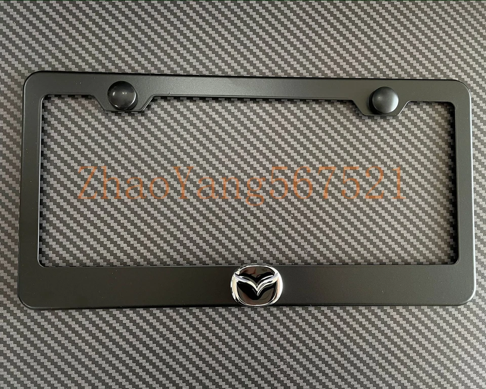 Marco de matrícula de acero inoxidable negro emblema Mazda 3D 1 pieza (plateado/negro) LIBRE DE ÓXIDO Foto 1 de 2