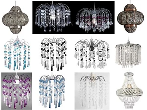 Modern Acrylic Crystal Bead Chandelier Pendant Ceiling Lightshade Droplet Design - Picture 1 of 32